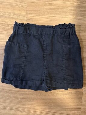 Artisan Ny Navy Linen Elastic Waist Shorts